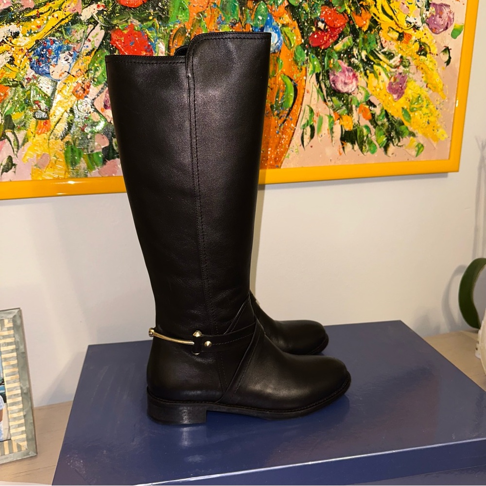 Sleek Black Over the Knee Boots with Decorative Strap